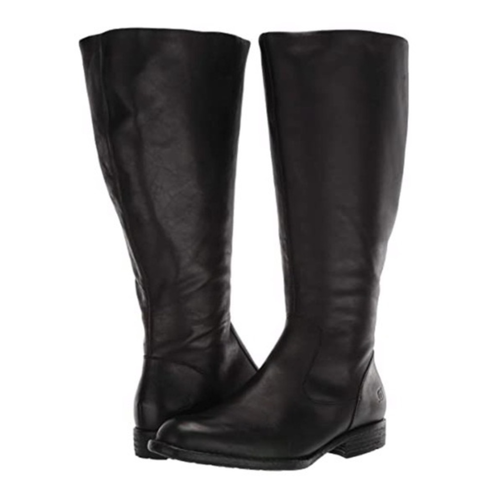NEW BORN: North, Black Leather Knee High Boots, Wide Calf Riding Boots